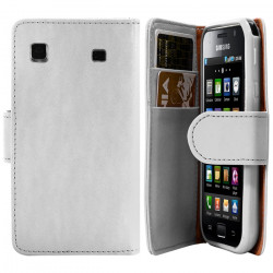 Housse Coque Etui Portefeuille pour Samsung Galaxy S i9000 Couleur Blanc 