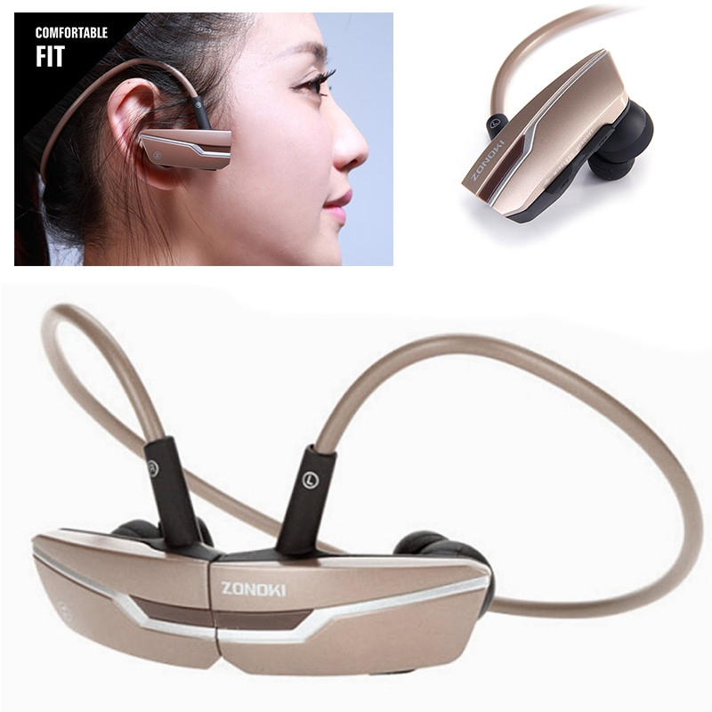 Ecouteurs Oreillettes Bluetooth Sport Sans fil Haute Qualité Micro pour Smartphones - Marron