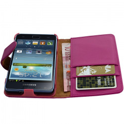 Housse Coque Etui Portefeuille pour Samsung Galaxy S2 Couleur Rose Fushia