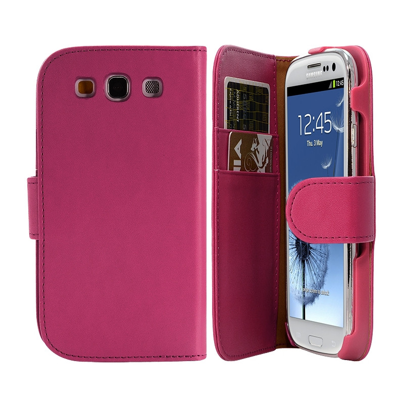 Housse Coque Etui Portefeuille pour Samsung Galaxy S3 Couleur Rose Fushia