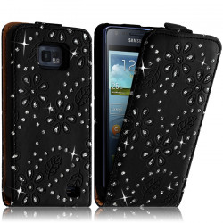 Housse Coque Etui pour Samsung Galaxy S2 Style Diamant Couleur Noir