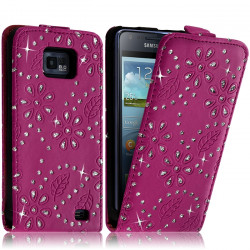 Housse Coque Etui pour Samsung Galaxy S2 Style Diamant Couleur Rose Fushia