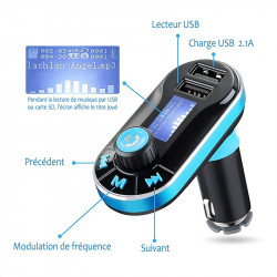 Kit Mains Libres Bluetooth Voiture Bleu pour Samsung Galaxy J1, Galaxy J5, Galaxy J3