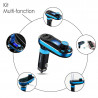 Kit Mains Libres Bluetooth Voiture Bleu, Chargeur USB pour Tous les Smartphones
