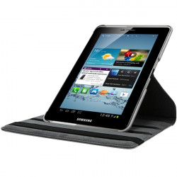 Housse Coque Etui Anneau Style Chrome Pour Samsung Galaxy Tab 2 10.1 P5100 Avec Rotation 360 Degrés Couleur Blanc 