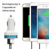 Chargeur Voiture 3 ports USB Bleu pour Archos 101 Oxygen, Archos 101 Neon