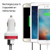 Chargeur Voiture 3 ports USB Rouge pour Archos 55 Cobalt Plus, 45 Neon