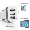 Chargeur Voiture 3 ports USB Gris pour Apple iPhone 7, iPhone 7 Plus