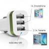 Chargeur Voiture 3 ports USB Vert pour Apple iPhone 7, iPhone 7 Plus