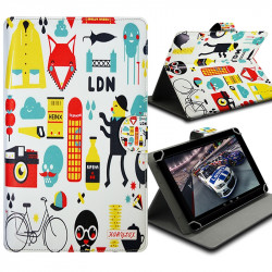 Housse Etui Universel à Rabat Fonction Support avec Motif ZA04 pour Tablette Tactile 7" 