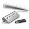 Hub Extension de 4 Ports USB avec Câble Intégré, Finition Aluminium pour Mac, PC