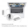 Hub Extension de 4 Ports USB avec Câble Intégré, Finition Aluminium pour Mac, PC