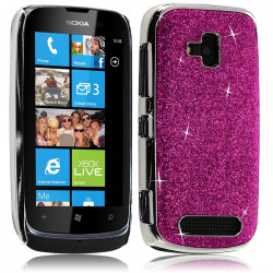 Coque Rigide pour Nokia Lumia 610 Style Paillette Couleur Rose Fushia
