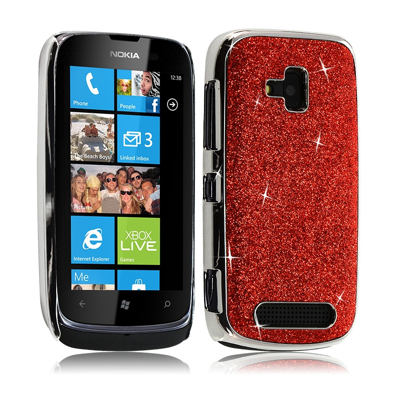 Coque Rigide pour Nokia Lumia 610 Style Paillette Couleur Rouge