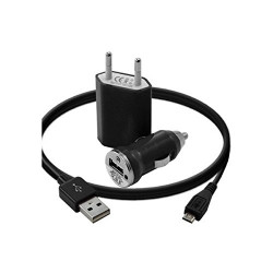 Chargeur maison + allume cigare USB + câble data Couleur Noir pour Samsung Galaxy S4,  S5, S6, S7