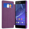 Housse Etui à rabat latéral et porte-carte pour Sony Xperia Z2 Couleur Violet + Film