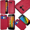 Etui à rabat latéral et porte-carte rose fushia pour Motorola Moto G + Film de Protection