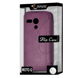 Coque Housse Etui à rabat latéral et porte-carte pour Motorola Moto G couleur Violet + Film de Protection