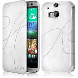Etui Porte Carte pour HTC One M8 couleur Blanc + Film de Protection
