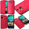 Coque Housse Etui à rabat latéral et porte-carte pour HTC One M8 couleur rose fushia + Film de Protection