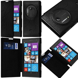 Etui Porte Carte pour Nokia Lumia 1020 couleur Noir + Film de Protection