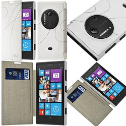 Coque Housse Etui à rabat latéral et porte-carte pour Nokia Lumia 1020 + Film de Protection