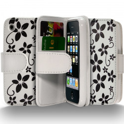 Housse Coque Etui Portefeuille pour Apple iPhone 3G/3GS Avec Motif Fleurs Blanc