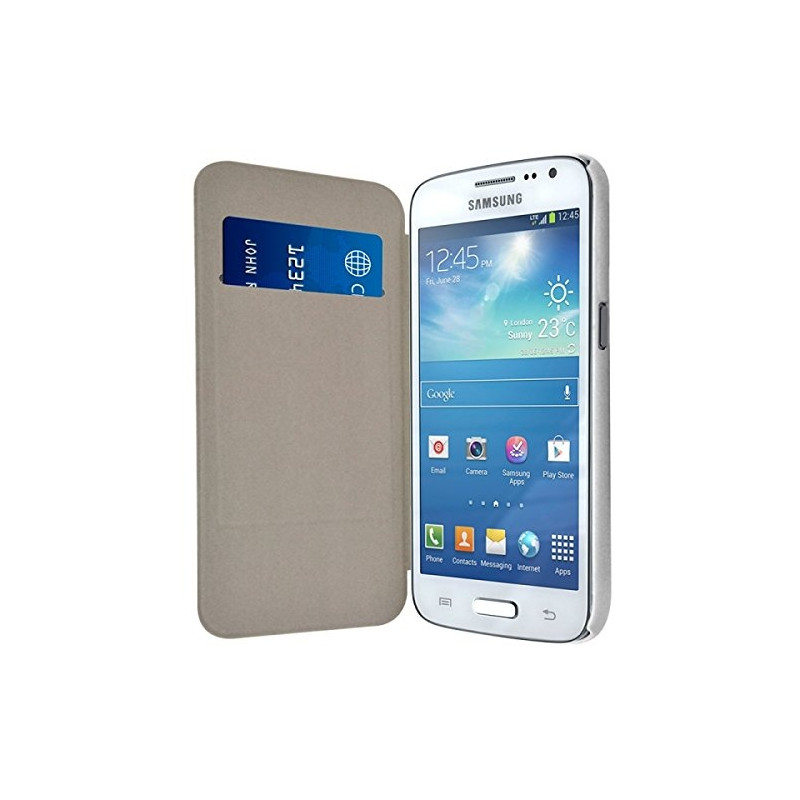 Etui à rabat latéral et porte-carte blanc pour Samsung Galaxy Express 2 + Film de Protection