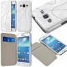 Etui à rabat latéral et porte-carte blanc pour Samsung Galaxy Express 2 + Film de Protection