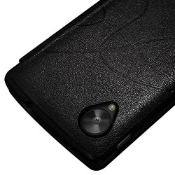 Etui à rabat latéral et porte-carte Noir pour LG Google Nexus 5 + Film de Protection