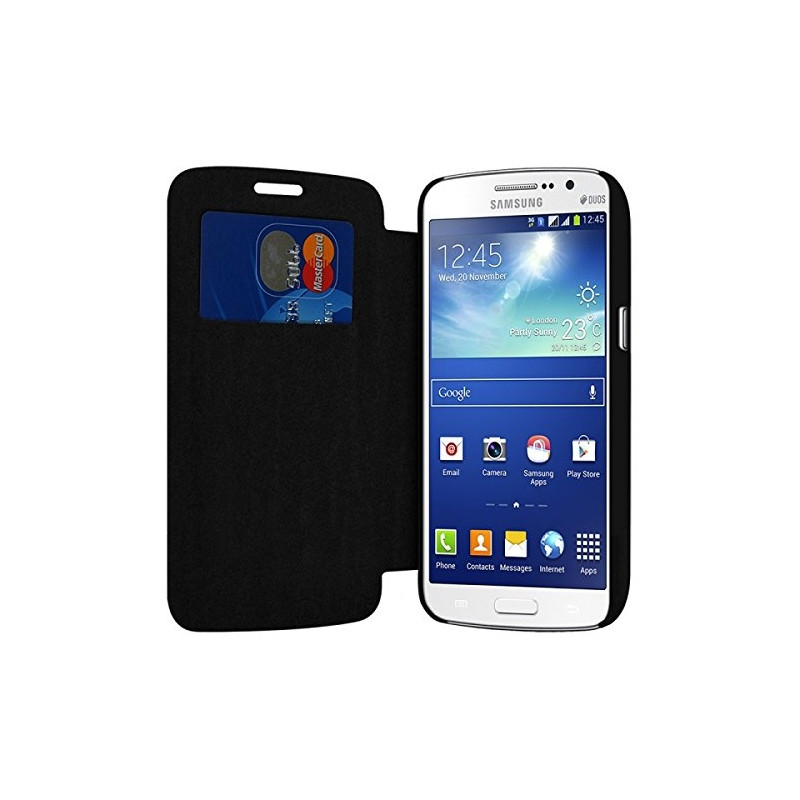 Coque Housse Etui à rabat latéral et porte-carte couleur Noir pour Samsung Galaxy Grand 2 (G7105) + Film de Protection