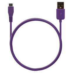 Chargeur voiture allume cigare USB avec câble data couleur violet pour HTC : Desire C / Explorer / One V / Raider 4G /