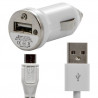 Chargeur allume cigare USB avec câble data couleur blanc pour Haier Voyage G30 / G31
