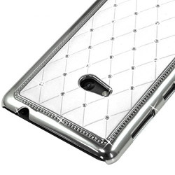 Housse Etui Coque rigide style Diamant couleur Blanc pour Nokia Lumia 625 + Film de Protection