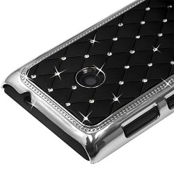 Housse Etui Coque rigide style Diamant couleur Noir pour Nokia Lumia 520 + Film de Protection