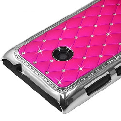 Housse Etui Coque rigide style Diamant couleur Rose Fushia pour Nokia Lumia 520 + Film de Protection
