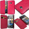 Coque Housse Etui à rabat latéral et porte-carte couleur Rose Fushia pour HTC One M7 + Film de Protection