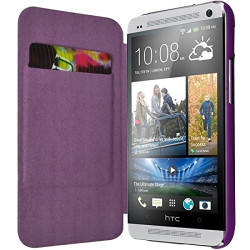 Etui à rabat latéral et porte-carte couleur Violet pour HTC One M7 + Film de Protection