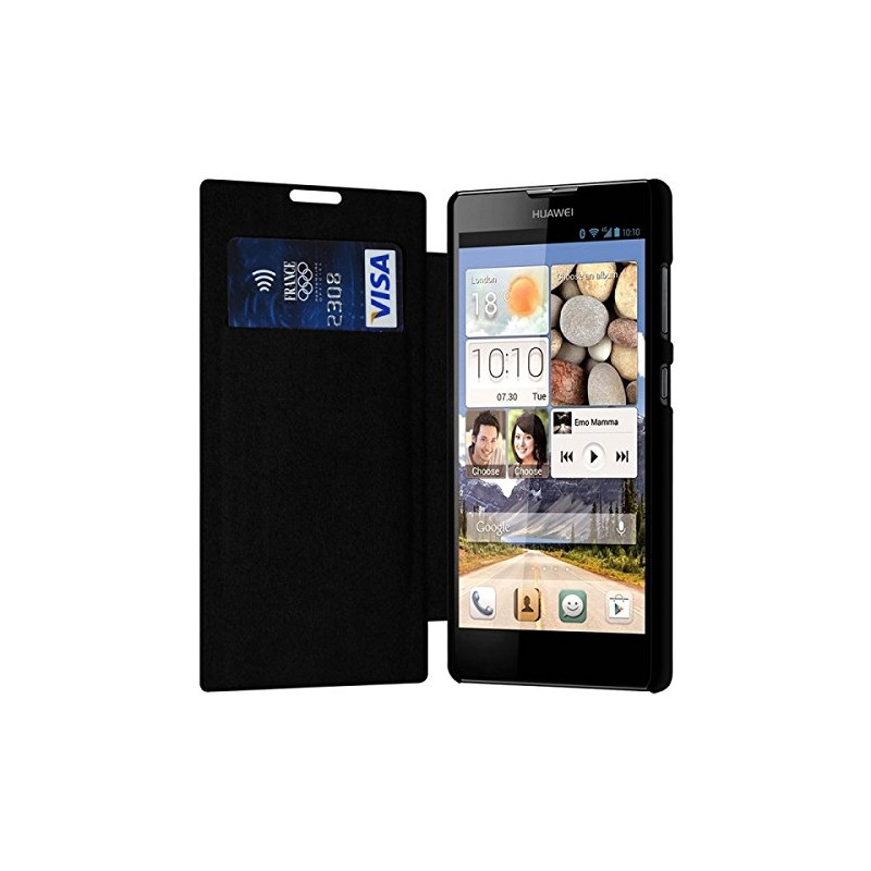 Etui à rabat latéral et porte-carte Noir pour Huawei Ascend G740 + Film de Protection
