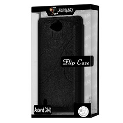 Coque Housse Etui à rabat latéral et porte-carte couleur Noir pour Huawei Ascend G740 + Film de Protection