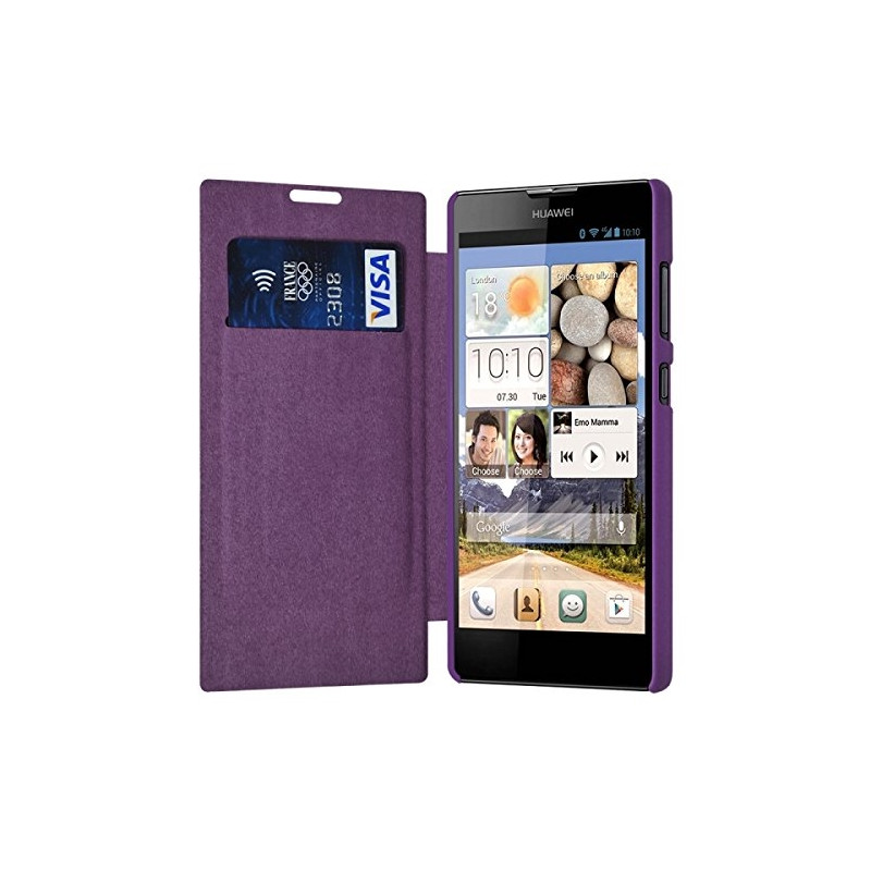 Etui à rabat latéral et porte-carte Violet pour Huawei Ascend G740 + Film de Protection