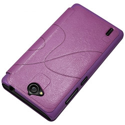 Coque Housse Etui à rabat latéral et porte-carte couleur Violet pour Huawei Ascend G740 + Film de Protection