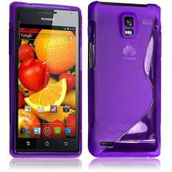 Housse Etui Coque S-Line couleur Violet pour Huawei Ascend P1 S + Film de Protection