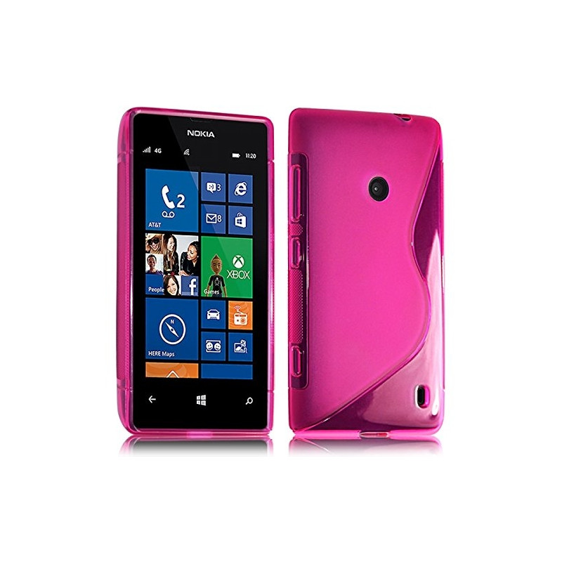 Housse Etui Coque S-Line couleur Rose Fushia pour Nokia Lumia 520 + Film de Protection