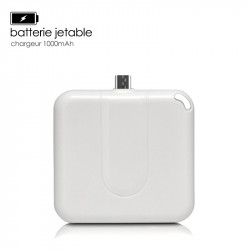 Batterie Chargeur Jetable 1000mAh Blanc pour Smartphone Wiko, Archos, Asus, HTC