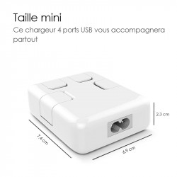 Chargeur Secteur 4 ports USB 40W pour Smartphones et Tablette