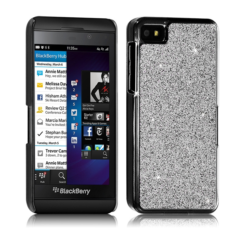 Housse Etui Coque Rigide pour BlackBerry Z10 Style Paillette Couleur Argent