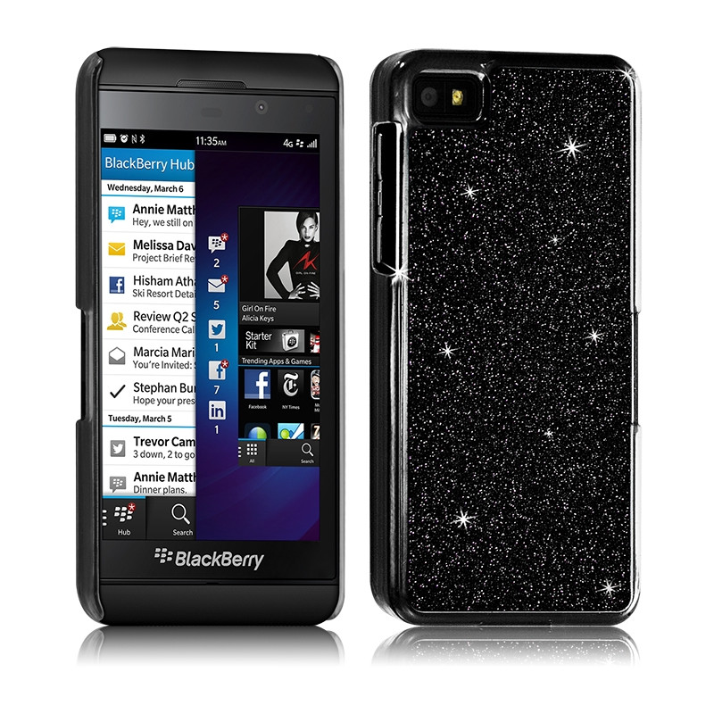 Housse Etui Coque Rigide pour BlackBerry Z10 Style Paillette Couleur Noir