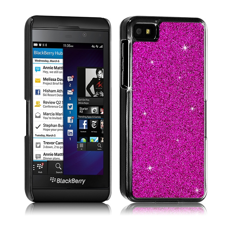 Housse Etui Coque Rigide pour BlackBerry Z10 Style Paillette Couleur Rose Fushia