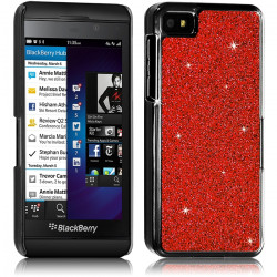 Housse Etui Coque Rigide pour BlackBerry Z10 Style Paillette Couleur Rouge